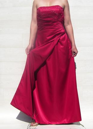 Вечернее длинное красное платье с корсетом berkertex emily fox1 фото