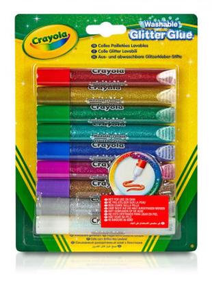 Crayola смываемые маркеры блестящего клея глиттер crayola washable glitter glue c блестками 9 шт1 фото
