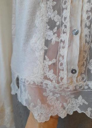 Нежная кофточка, блуза молочноего цвета с кружевом9 фото