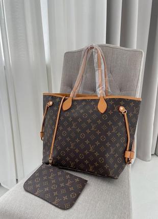 Жіноча сумка louis vuitton neverfull brown caramel2 фото