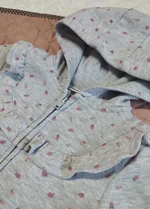Толстовка для девочки на молнии lc waikiki 4-5 р. серая плотная теплая с рюшкой свитер кофта с капюшоном8 фото