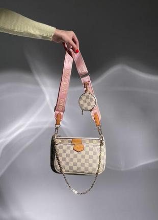 Женская сумка louis vuitton pochete multi ivory pink3 фото