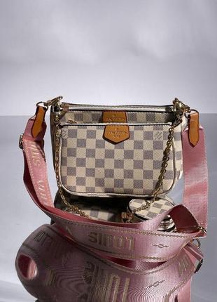 Женская сумка louis vuitton pochete multi ivory pink5 фото