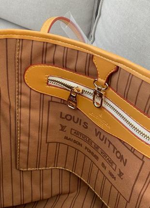 Женская сумка louis vuitton neverfull cream caramel8 фото