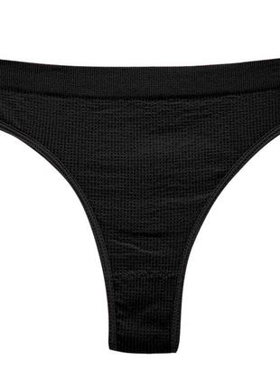 Женские бесшовные трусики lesko a66# черный l стринги в рубчик нижнее белье 3шт