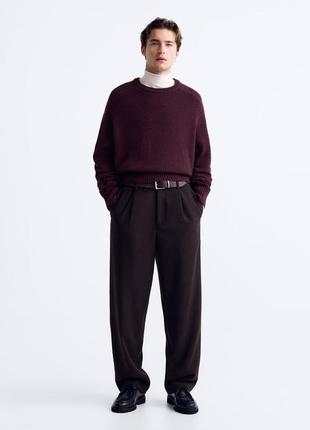 Укороченный каштановый свитер шерстяной zara new