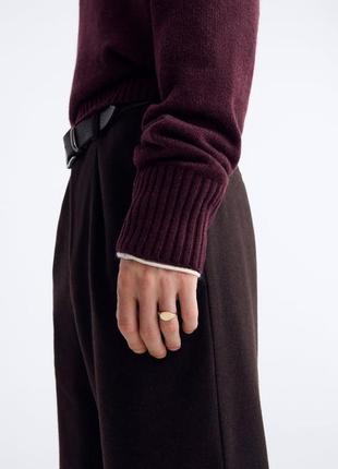 Укороченный каштановый свитер шерстяной zara new5 фото