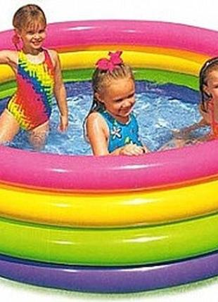 Детский надувной бассейн intex 56441 «радуга» 168х46 см (для воды и мячиков) манеж3 фото