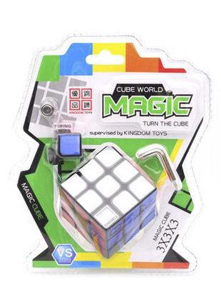 Головоломка кубик рубік кубик-логіка "magic cube" з таймером, 3*3, на блістері 040