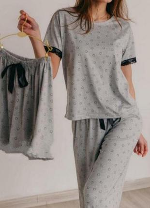 Молодіжний комплект трійка  одяг для дому та сну пижама1 фото