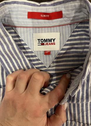 Хлопоковкя рубашка в полоску tommy jeans slim fit