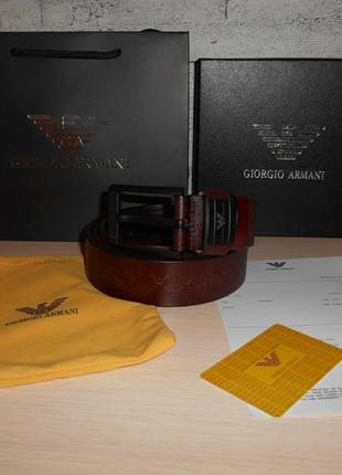 Чоловічий ремінь пояс armani, шкіра, італія, оригінал 222