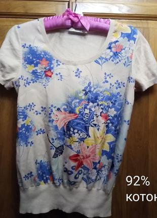 Якісна футболка блузка квітковий принт1 фото