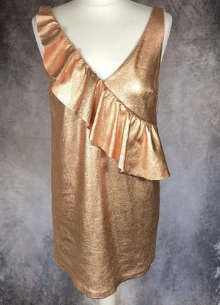 Zara trafaluc collection rose gold metalic колекція рожевого золота плаття плаття платьє2 фото