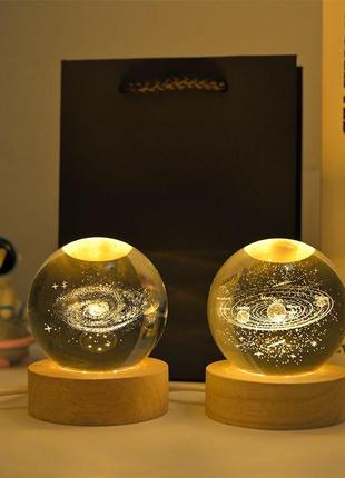 Декоративний 3d нічник кришталева куля "сонячна система" (на usb)6 фото