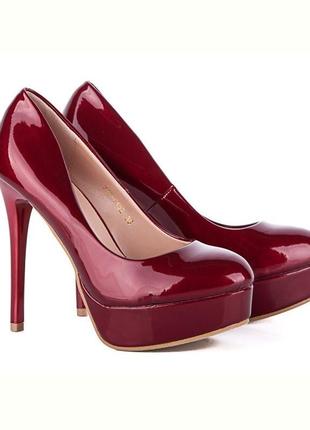 Женские бордовые туфли seven на высоком каблуке
