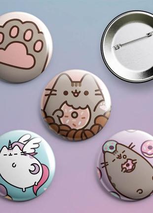 Пины значки пушин pusheen 4 шт в комплекте