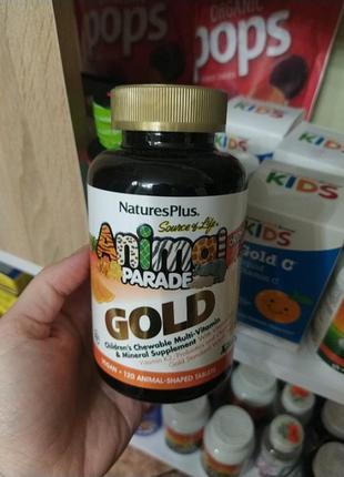 Source of life, animal parade gold, жувальна добавка для дітей з мультивітамінами та мікроелементами,120 таблеток у формі тварин