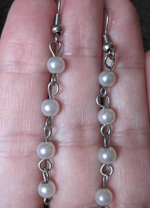 Серьги жемчуг, серьги жемчужины, под жемчуг, серьги длинные