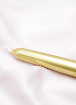 Свеча декоративная 23 см золотая под метал, свеча столовая 7 часов горения,...