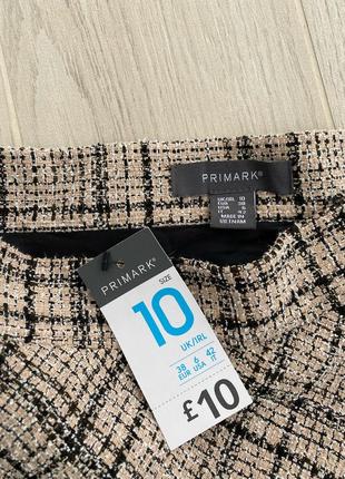Новая твидовая бежевая юбка-мини от primark2 фото