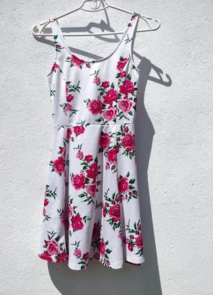 Красивое летнее белое платье с розами h&m2 фото