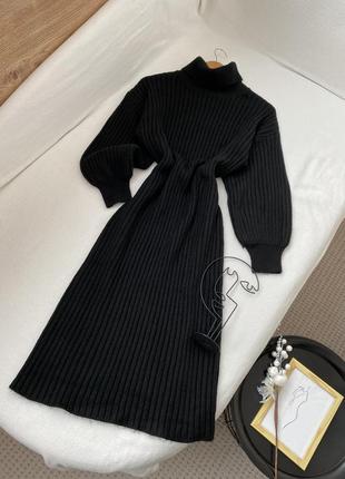 Тепла вʼязана чорна сукня asos