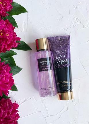 Набор victoria’s secret love spell с шимером оригинал, мист спрей лосьон1 фото