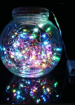 Світлодіодна гірлянда нитка крапля роси 4.5 м 50led батарейки rgb