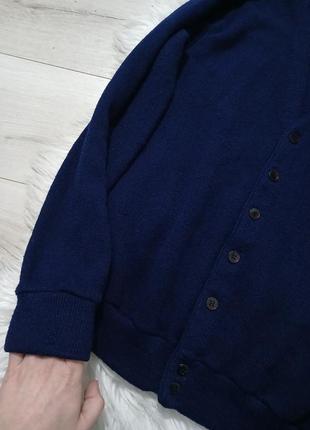 Темно-синий свитер базовый однотонный пуловер кардиган на пуговицах унисекс мужской женский н2 фото