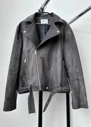 Косуха шкіряна замшева куртка шкірянка байкерская винтажная pop chp suede biker leather jacket vintage кожанка кожаная замшевая1 фото