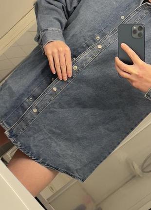 Дуже крута та стильна плотна оверсайз джинсова котонова рубашка 100% cotton m-l.7 фото