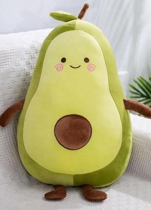 Мягкая игрушка авокадо 45 см подушка обнимашка плюшевая антистресс и антигипоаллергенная зеленая