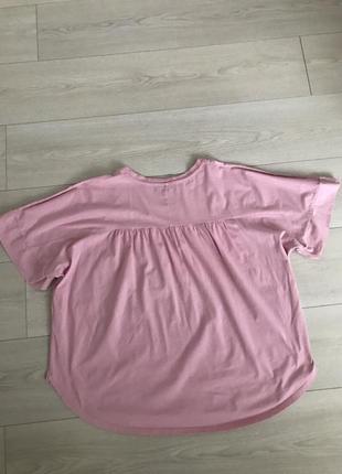 Розовая свободная хлопковая футболка6 фото