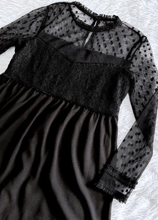Черное платье zara с прозрачным верхом6 фото