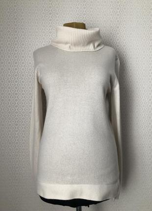 Тонкий белый свитер / гольф отличный состав (55% шелк, 45% кашемир), размер m-l-xl
