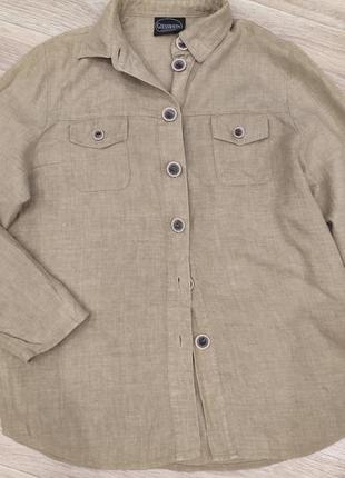 Рубашка мужская ленgiesswein беж стильная на пуговицах5 фото