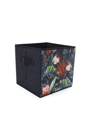 Бархатная велюровая складная корзина органайзер sinsay для хранения с изысканным тропическим принтом3 фото