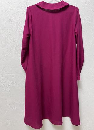 Жіноча міді сукня, фіолетова сукня, сукня сорочка4 фото