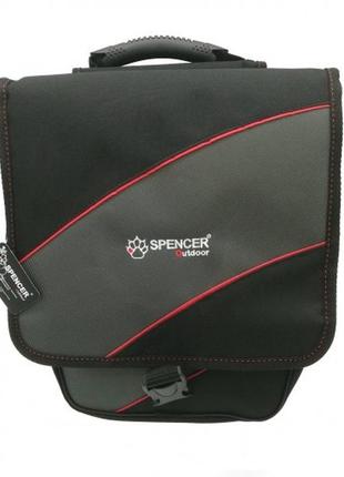 Велосумка на багажник spencer 2-секційна 28 л, чорний із сірим (sakb26)