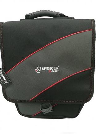 Велосумка на багажник spencer 2-х секционная 28л, черный с серым (sakb26)