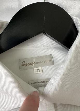 Базовая белая хлопковая рубашка george с мужского плеча4 фото