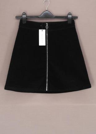 Новая брендовая чёрная вельветовая юбка "va vite" на молнии. размер eur34.5 фото