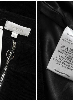 Новая брендовая чёрная вельветовая юбка "va vite" на молнии. размер eur34.6 фото
