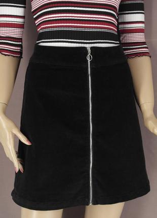 Новая брендовая чёрная вельветовая юбка "va vite" на молнии. размер eur34.1 фото
