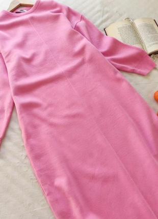 Нове довге тепле в'язане плаття рожеве3 фото