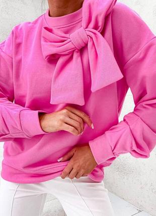 Шикарная стильная кофта с бантом джемпер блуза гольф водолазка розовая голубая жёлтая чёрное белая оранжевая1 фото