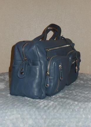 Genuine leather! сумка среднего размера 100% нат. кожа графитового цвета (в руку)2 фото