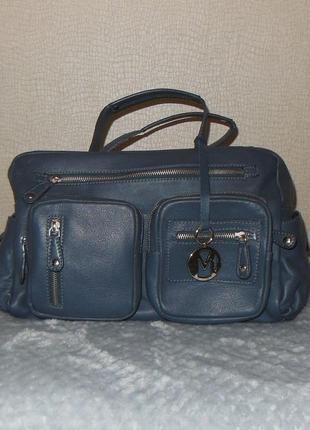 Genuine leather! сумка среднего размера 100% нат. кожа графитового цвета (в руку)1 фото