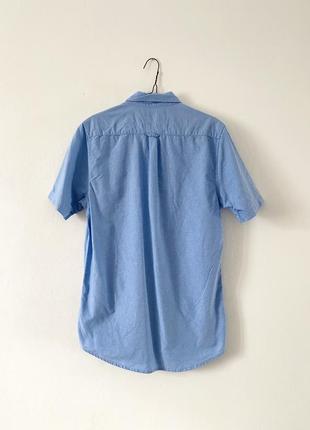 Голубая рубашка из плотного хлопка primark slim fit3 фото